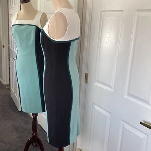 White House Black Market Sleeveless Colorblock Sheath Dress sz S